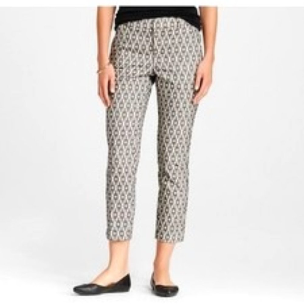 NWT MERONA CURVY FIT JACQUARD ANKLE PANTS (EBONY DIAMOND PATTERN)